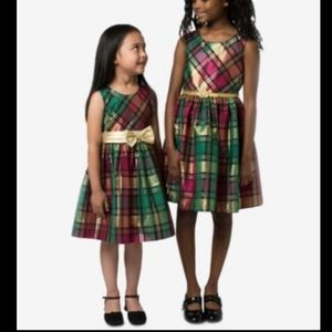 Bonnie jean tartan plaid holiday dress gown 12